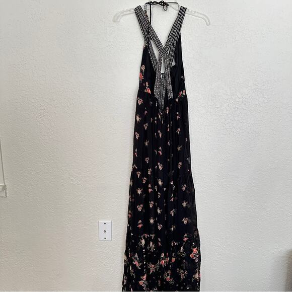 Anthropologie V Neck Floral Sleeveless Black Maxi Dress Small - Picture 6 of 9